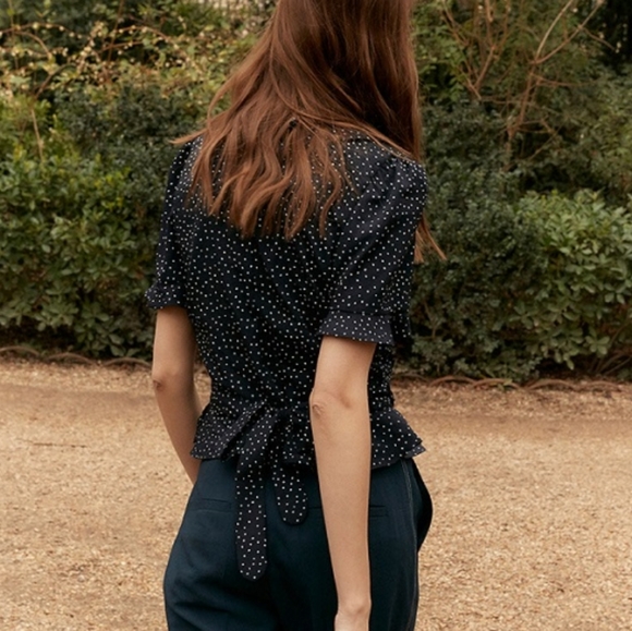 Korean Raive Ruffled Wrap Blouse Sz S - Picture 3 of 10